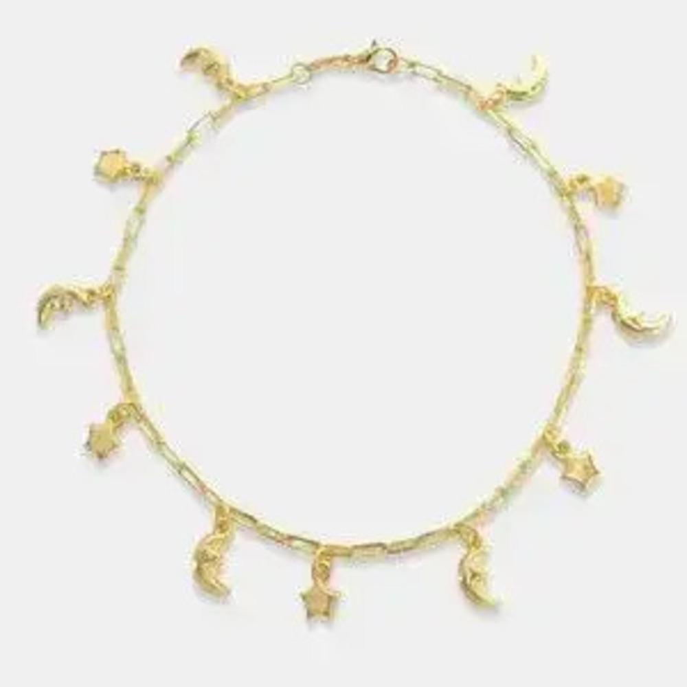 NEW Gold Filled Paperclip Moon and Stars Ankle Bracelet Anklet